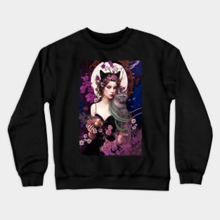 Spellbinding Art of a Beautiful Witch and her Cat is just Enchanting. Crewneck Sweatshirt